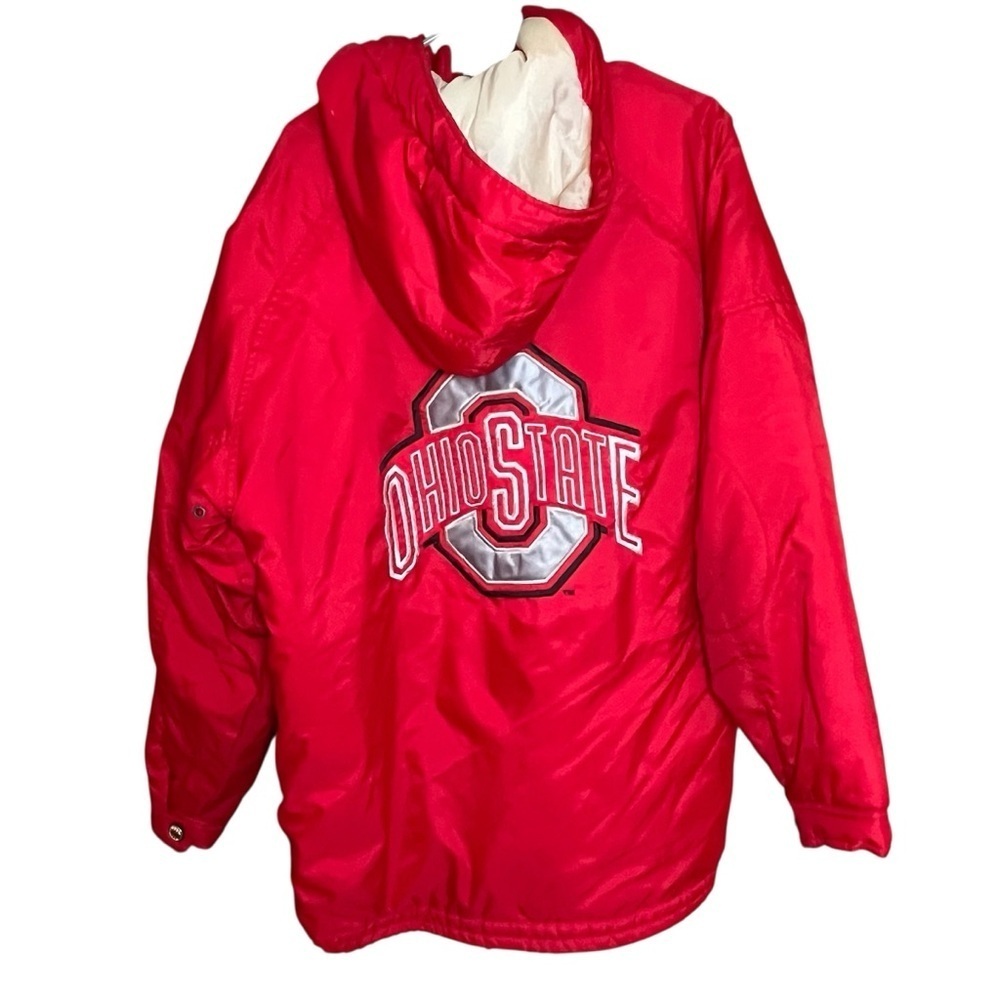Ohio State Buckeyes Stadium Jacket Vintage 90s Mirage Pockets Hood Embroidery XL
